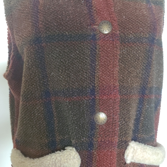 🐑 Vintage Woolrich - Cute Plaid Patterned Vest, Shearling Texture - Size M - Picture 5 of 8